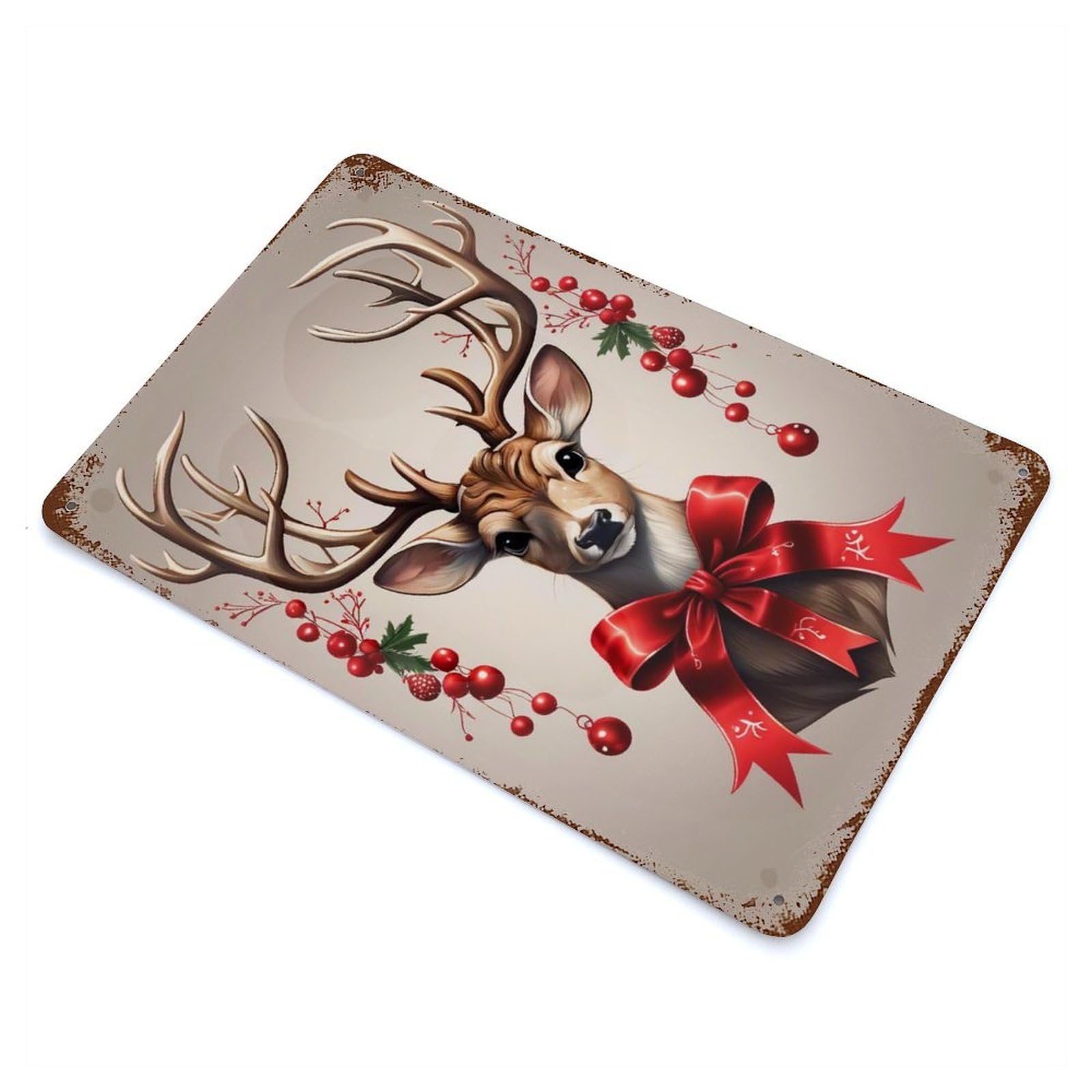 Deer Rust Effect Tin Sign 11.8"x7.9", Ideal for Shed, Workshop And Garage Wall Decor