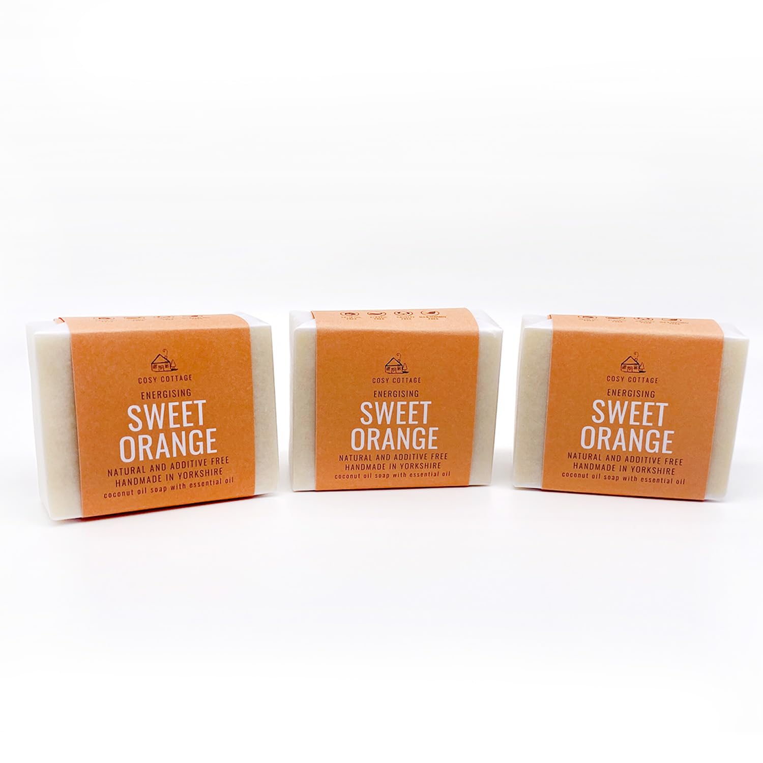Cosy Cottage Energising Sweet Orange Soap Bar - Bundle Pack of 3 x 110g, Clear, 110 g (Pack of 1)