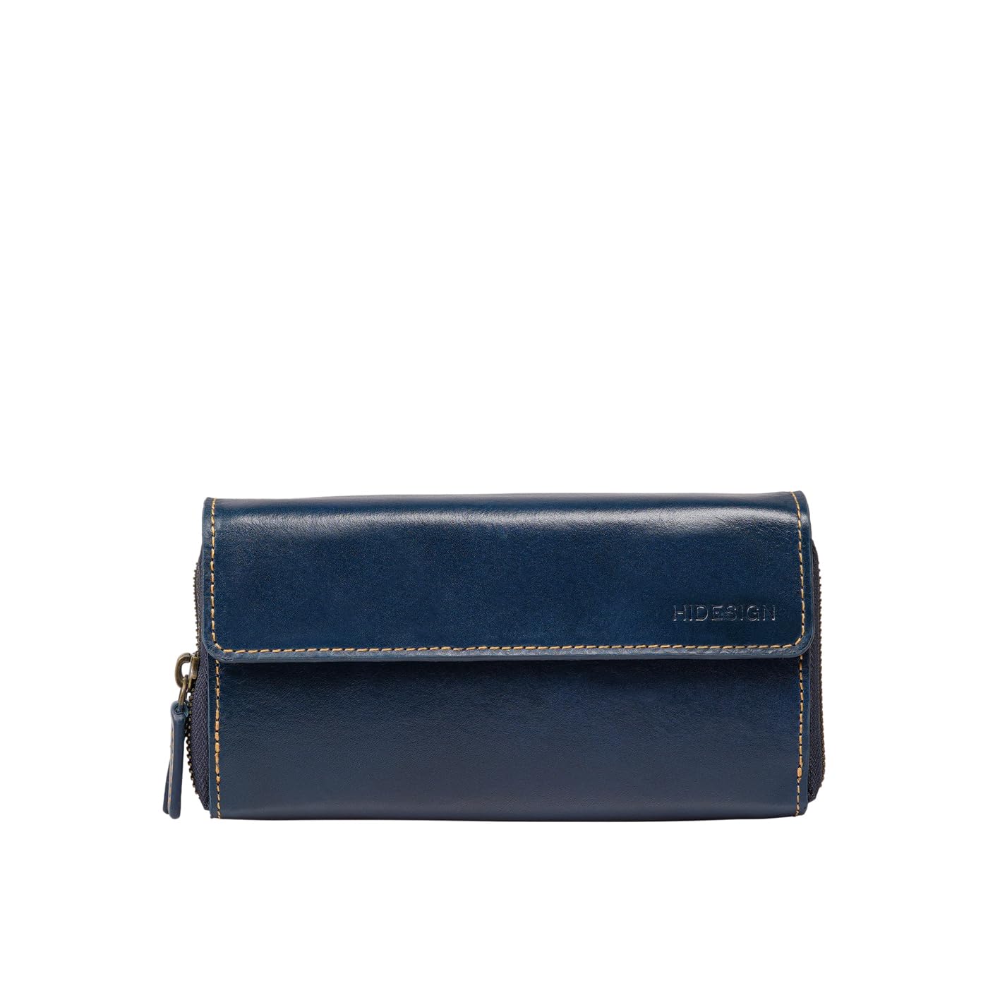 Hidesign Andover W4 Genuine Leather Men's Zip Around Wallet (Midnight Blue)