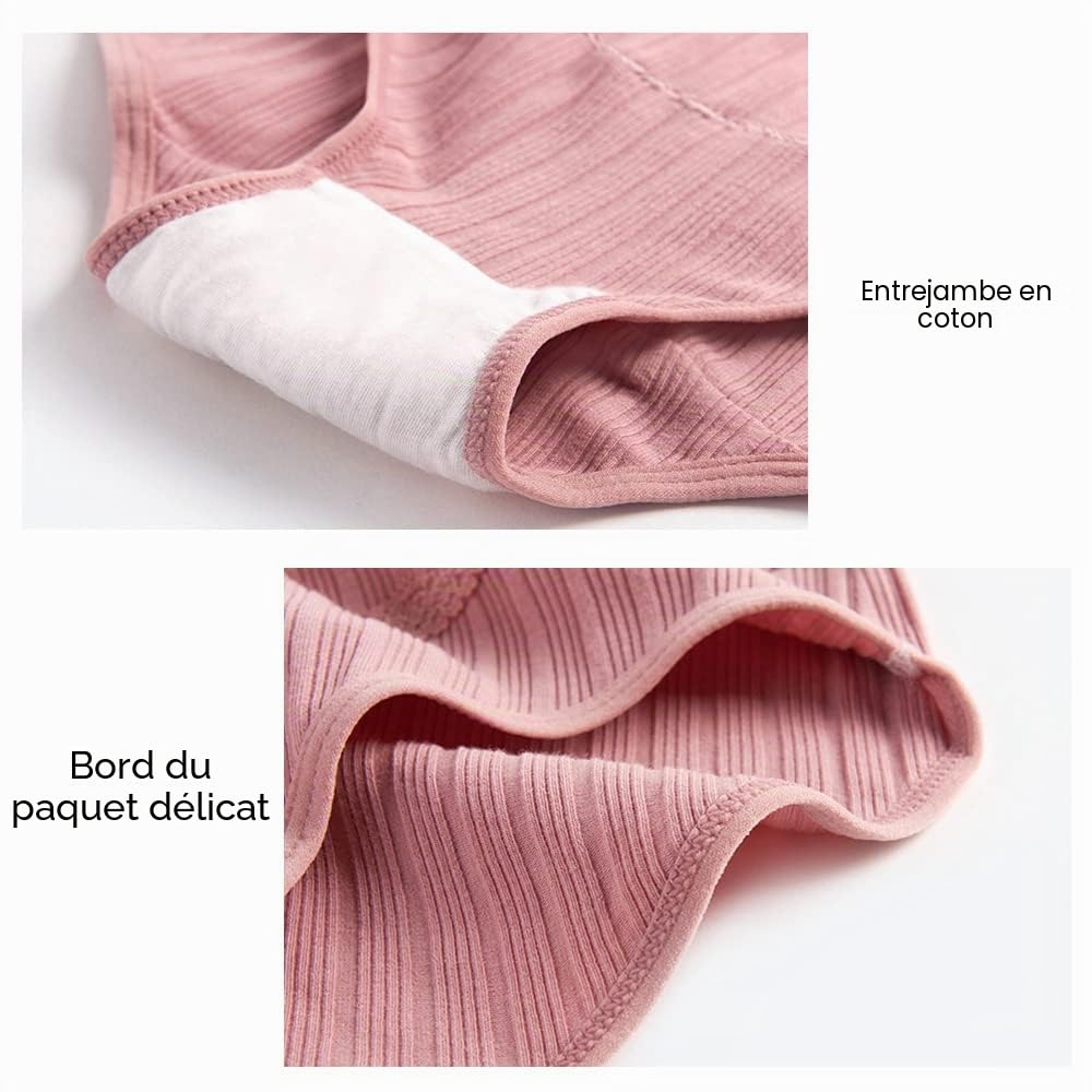 Culotte de maternité pour femme - Culotte de grossesse - Taille haute - Soutien du ventre - 3 pièces, Pâte à haricots rouges, rose, bleu brumeux, L
