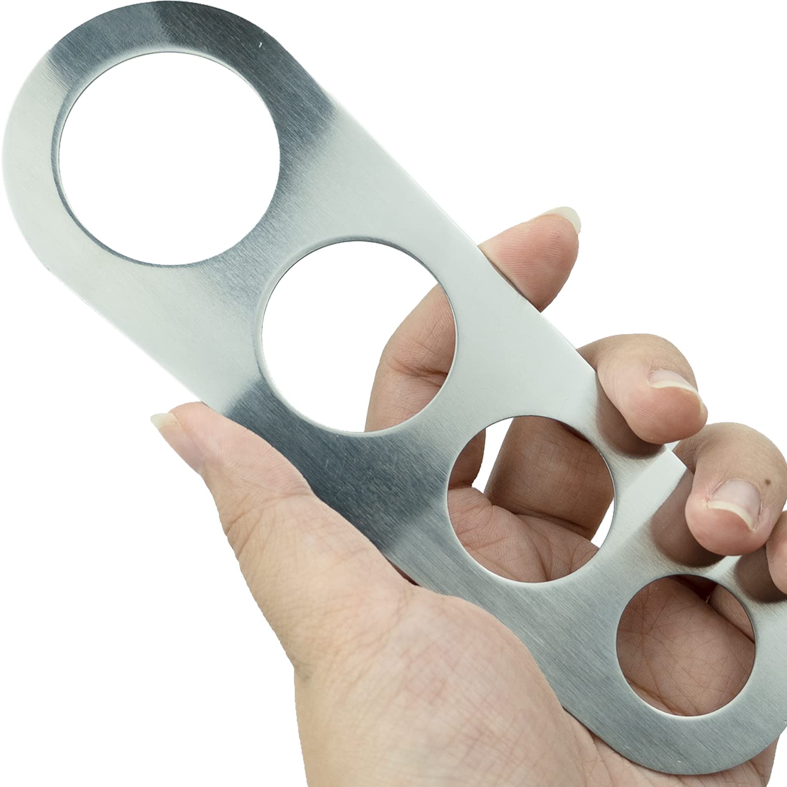 LAMXD Medidor de espaguetis de acero inoxidable de 4 agujeros, medida de pasta, cocina pasta, regla, medida, control de porciones