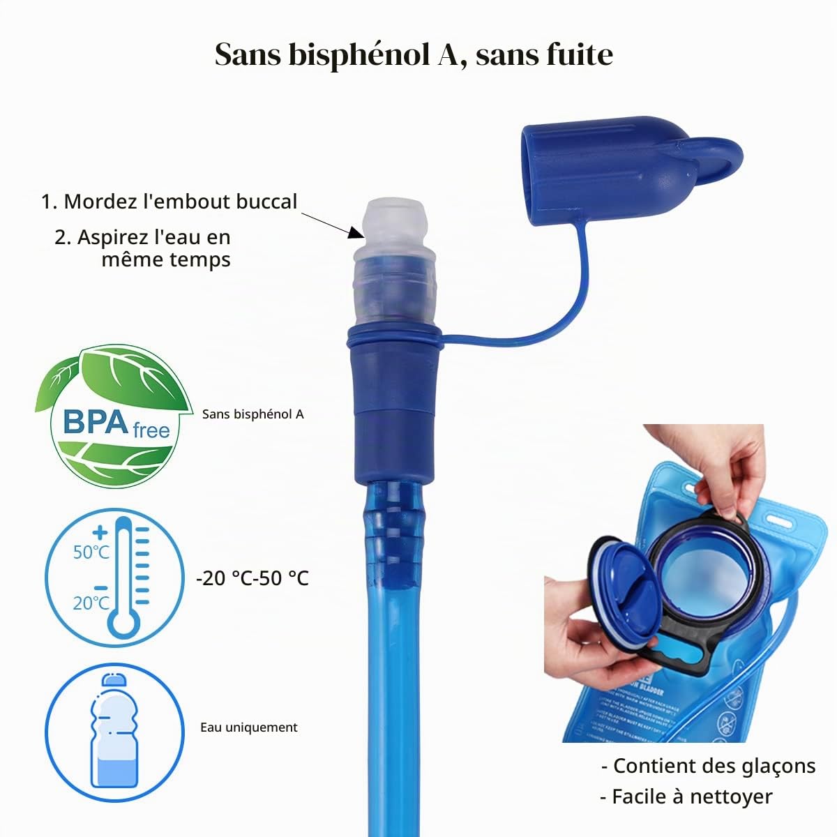 Sac à Dos d'hydratation avec vessie d'hydratation 2L, sans BPA|Sac à Dos de vélo avec réflecteurs|Sac à Dos avec système d'hydratation|Sac à Dos de Course ultraléger|Course à Pied, vélo
