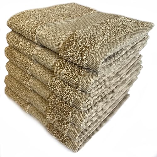 Sue Rossi Face Cloths Pack of 2 or 6, Turkish Combed Cotton, 30cm x 30cm Wash Cloth Fingertip Flannel, Soft & Absorbent
