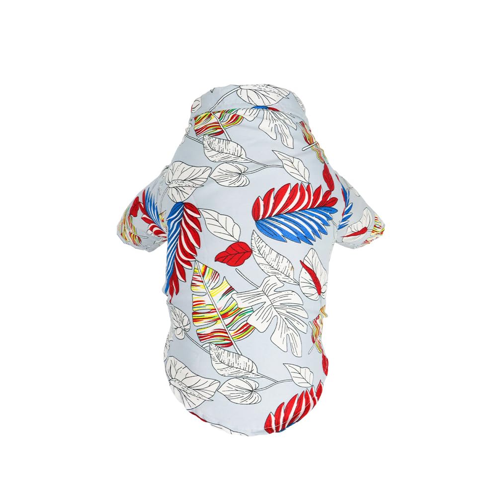 LHYZ PARK Hawaiian Beach Print Pet Dog Cat T-Shirts Cute for Small to Medium Dog Cats Cool Summer Vest Camp Shirt Clothes (Grey Leaves, S)