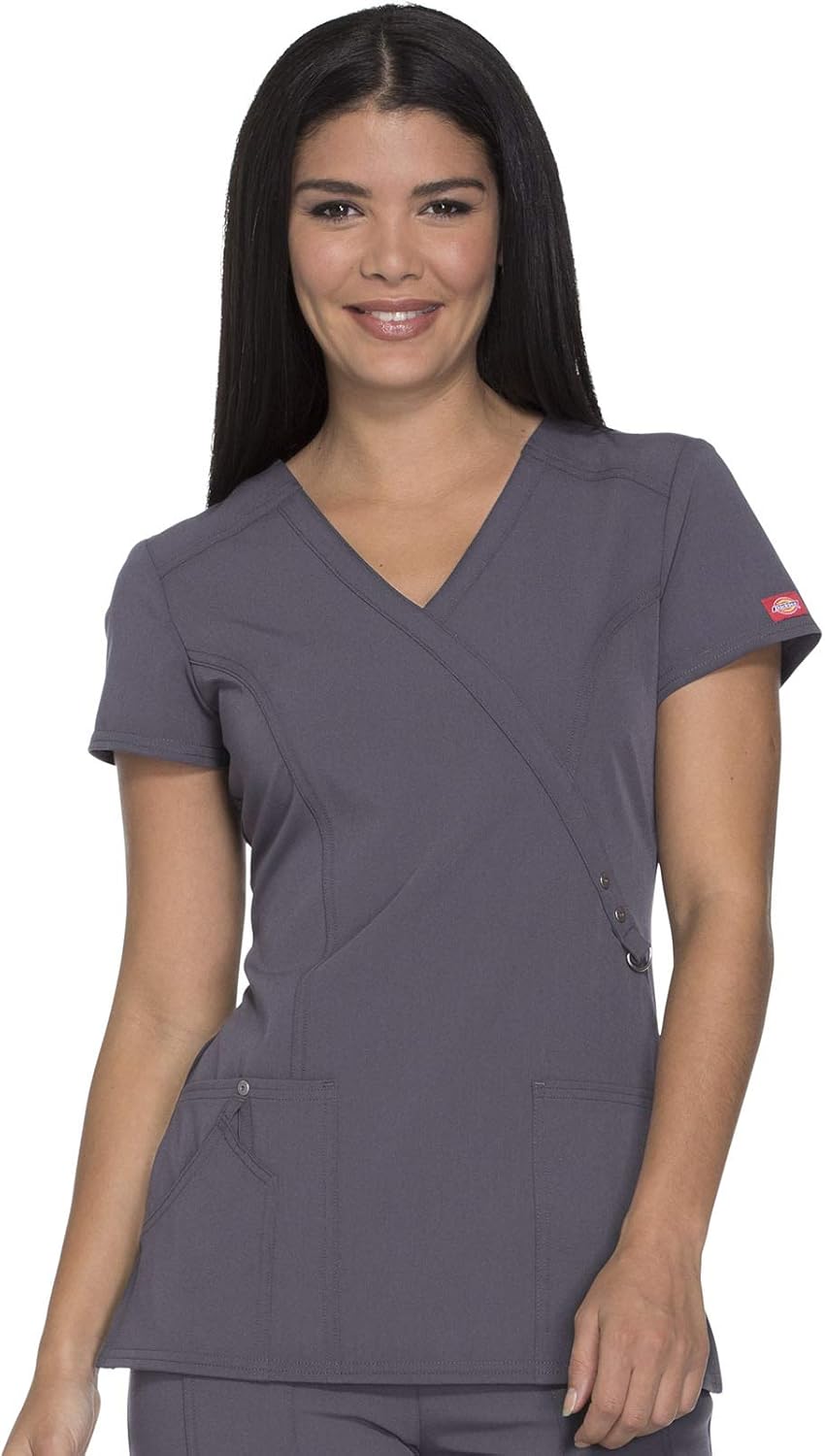 Dickies Xtreme Stretch Women Scrubs Top Mock Wrap 85956