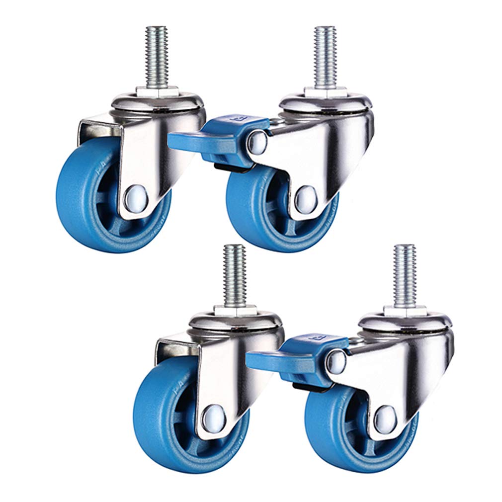 GYRAZXS Heavy Duty 4 Pack Furniture Swivel Casters with Brakes M10 Bolt Mount Nylon Wheels 200kg Capacity Mute/Universal Fit + Brake/2 Inch