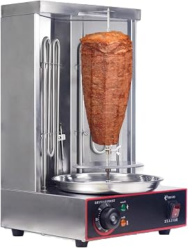 Electric Shawarma Machine, Commercial Vertical Rotisserie Rotating Barbecue Oven Shawarma Grill Machine, Electric Stainless Steel Rotating Machine, Temperature Adjustable 50-300C