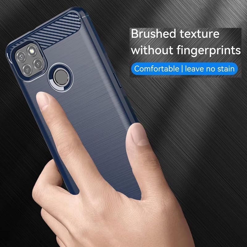 Image of NPRC Hybrid Ultra Slim Protective Case TPU Non-Slip Carbon Fiber Texture Shockproof Case Cover for Moto G9 Power - Blue