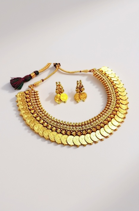 YouBella Pearl Traditional Temple Coin Necklace Set for Women