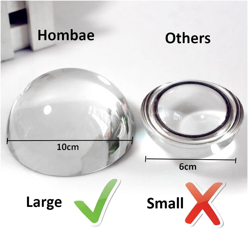 Uр Tо 40% оƒƒ Large 3.9 Inch Glass Dome Magnifier, Paper Weight by Hombae, Genuine Crystal Glass, Easy to Glide Paperweight, Professional Grade Reading Aid for Newspapers, Maps, Books, Christmas Gift