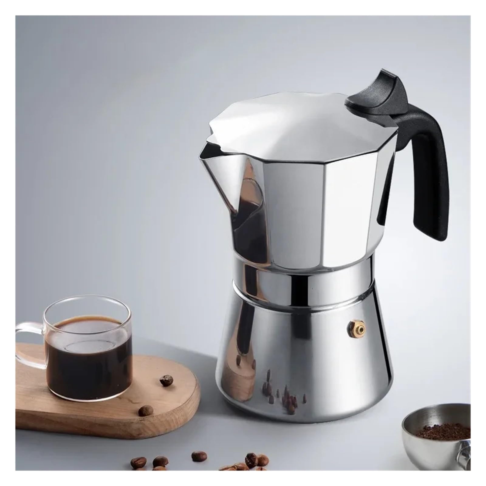 Genérico Cafetera octogonal de acero inoxidable 150ML, Moka italiana, cafetera Espresso casera, accesorios elaboración manual