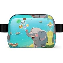 Elephant Blowing Bubbles Fanny Pack Crossbody Waist Bag Pack Waterproof Mini Belt Bag Bum Hip Bag for Men Women