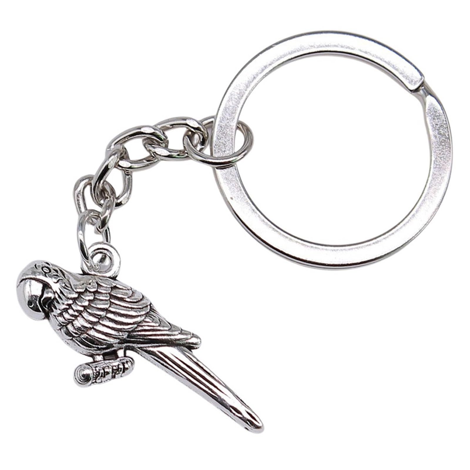 Porte-clés perroquet argent antique : ne perdez plus vos clés