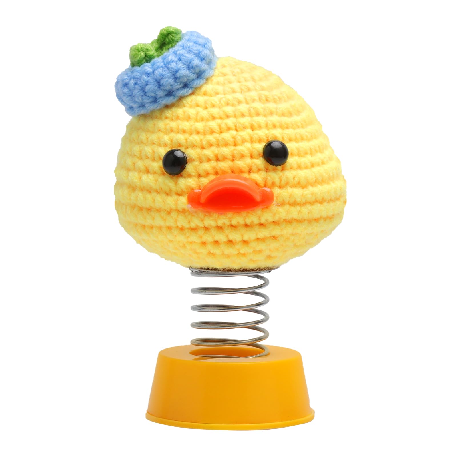 Auto Deko, Gestrickte Gelbe Ente Heim Büro Armaturenbrett Dekoration Zubehör, Wackelfigur Ente, Häkeln Sie Wackelkopf Geschenk für Männer Frauen Freunde Familien Freunden Kollegen Gehäkelte Blume