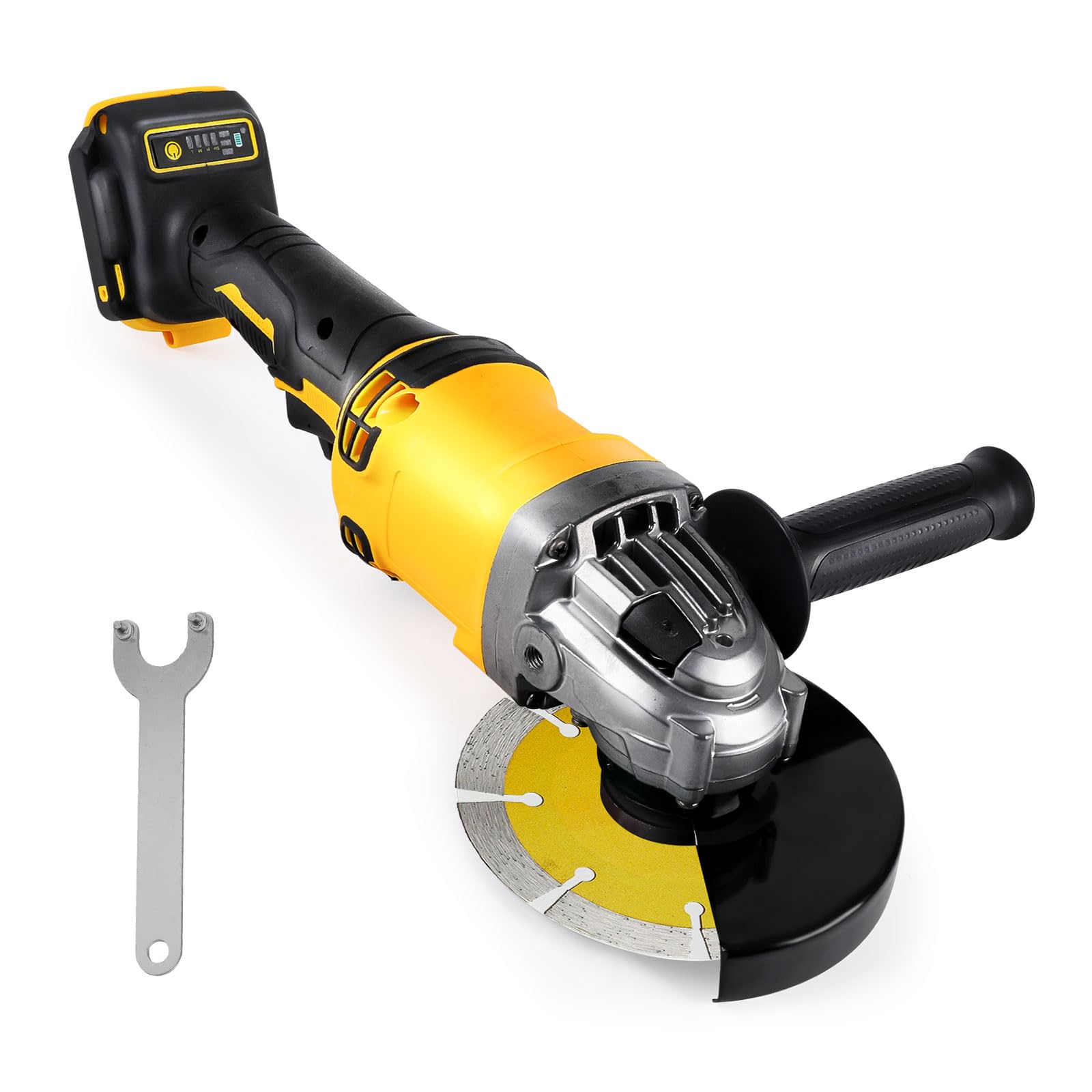 Smerigliatrice angolare senza fili per Dewalt batteria 18 V/20 V (senza batteria), 10000 giri/min, smerigliatrice senza spazzole con lame da 125 mm per taglio, rettifica, lucidatura (3 accessori)