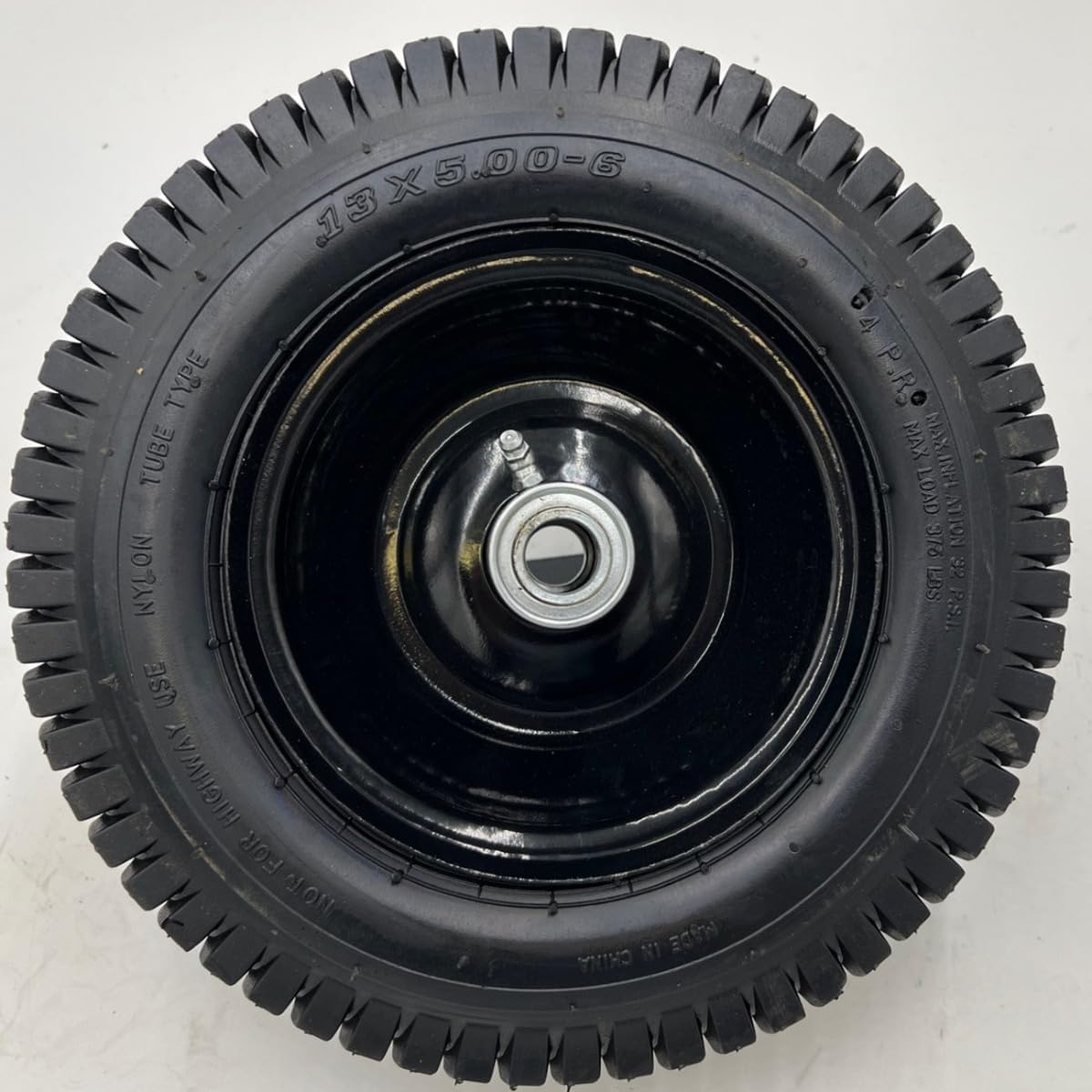 13x5.006 Black Wheel Assembly for Garden Wagons, Handcarts