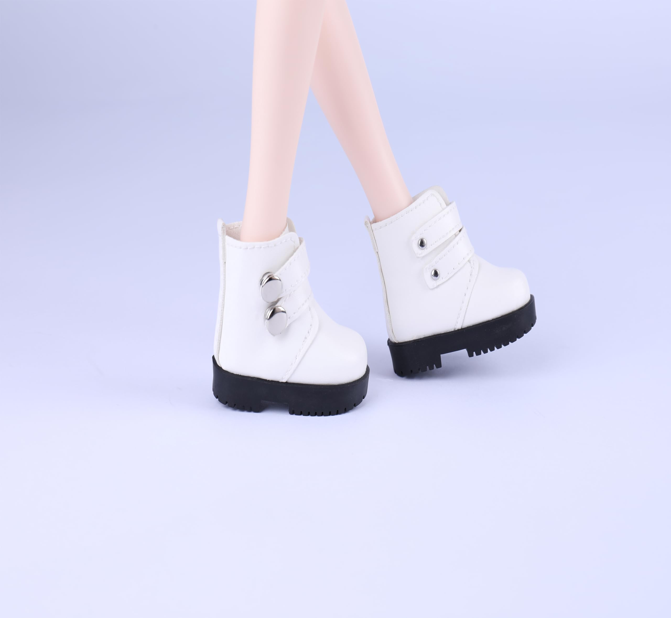 UCanaan 1/3 Bjd Doll Shoes, 7 cm Length Pu Shoes White Double-Breasted Boots Shoes for 1/3 BJD Doll Best Gitfs for Girls Christmas Birthday