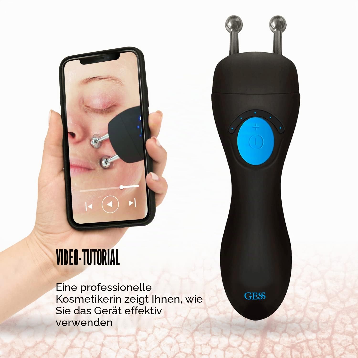 GESS Mikrostrom-Gesichtslifting-Gerät, 4 Intensität Modi, wiederaufladbar, Anti-Aging-Maschine, Konturhautstraffung, Mikrostrom-Gesichtslifter (Schwarz und Blau)