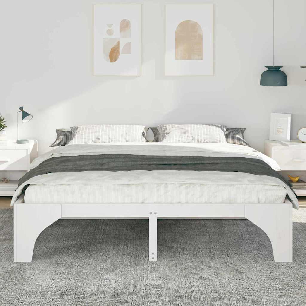 Marco de Cama de Madera Maciza de Pino Estructura Baja Minimalista para Dormitorio Moderno 4 Piezas Ensamblaje Fácil y Diseño Multifuncional para Optimizar Espacios
