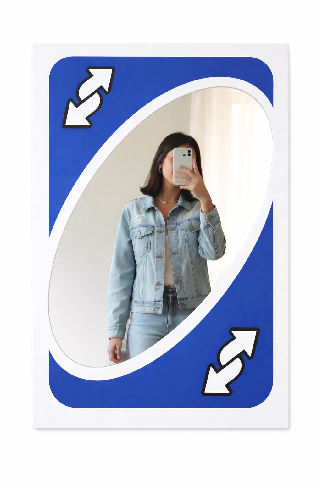 Reverse Card Style Mirror 12x18 Inch | Aesthetic Wall Mirror Decor | Fun Selfie Mirror for Bedroom | Gaming Inspired Wall Art | Peel & Stick Decorative Mirror Frame-image-5