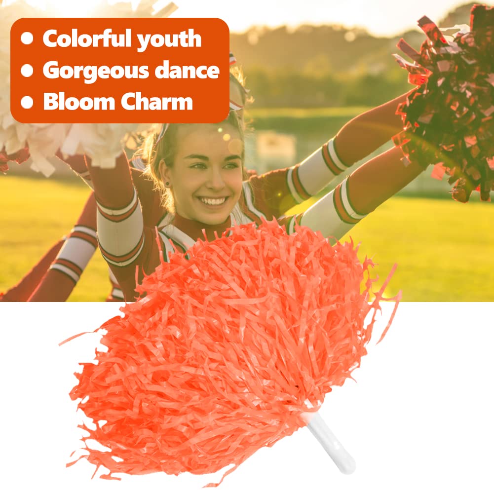 2 Pcs Orange Pom Poms - Cheerleading Dance Party Accessories