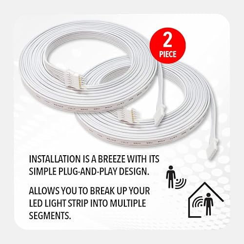 Miniatura 19 de Light Solutions Cable de extensión compatible con Philips Hue Lightstrip V4 y Solo Lightstrip Lighting – Tira LED de iluminación – Blanco