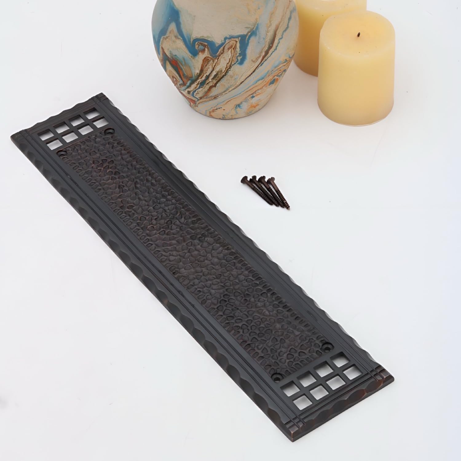 The King's Bay Arts and Crafts Push Plate or Mission Bronze Commercial Hardware