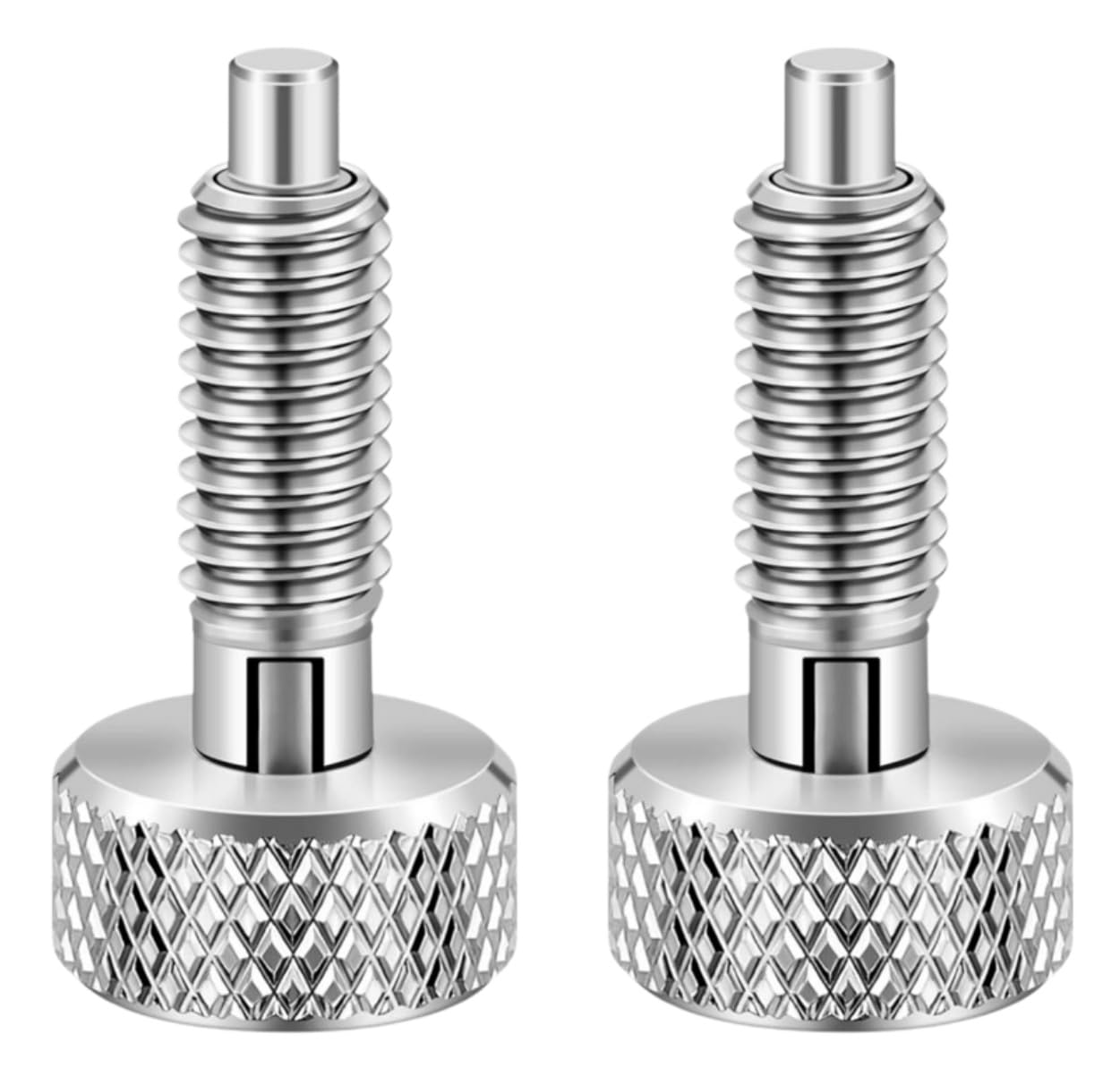2Pcs Hand Retractable Spring Plunger, Stainless Steel Quick Release Pin M6 Lock Out Self-Locking Bolt with Knurled Handle for Rolling Toolbox Packout Tool Box Accessories