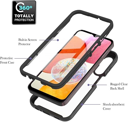 Miniatura 9 de Funda para Samsung Galaxy A13 LTE 4G, Samsung A13 LTE Funda para teléfono con protector de pantalla integrado, cubierta trasera delgada transparente