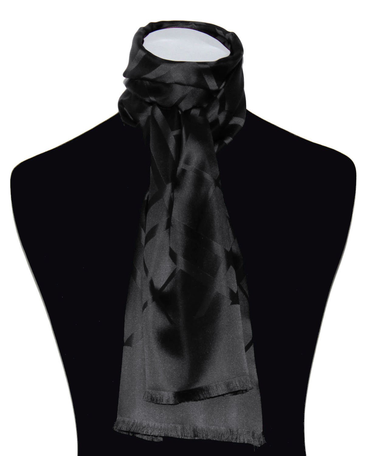 Lorenzo Cana Herren Schal aus 100% Seide aufwändig jacquard gewebt Damast Seidenschal Seidentuch Tuch schwarz black 25 cm x 160 cm - 8923311