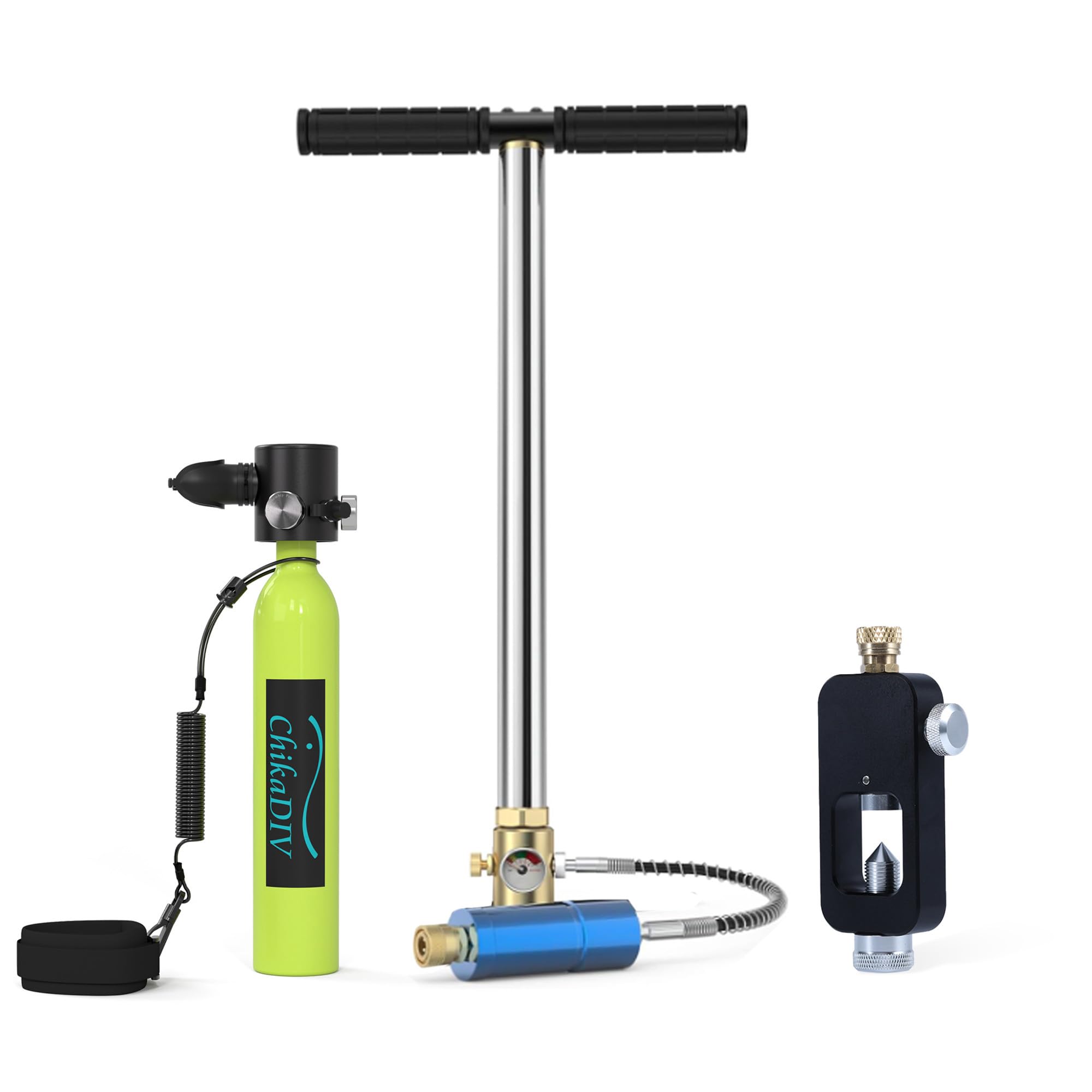 CHIKADIV SCUBA EQUIPMENT - 0.5L Portable Oxygen Tank, Underwater Breathing Device, Surface Supply Air Diving Lung Tank, Emergency Backup, 6-12 Minutes