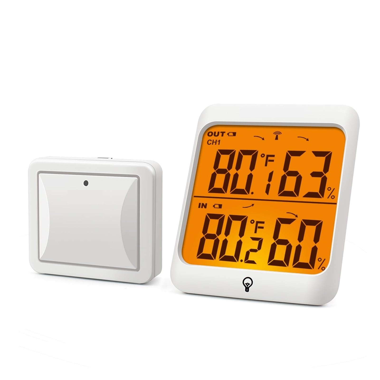 Termoigrometro Digitale Wireless da 60 m per Interni ed Esterni, termometro igrometro per Stazione meteorologica Domestica, Display retroilluminato