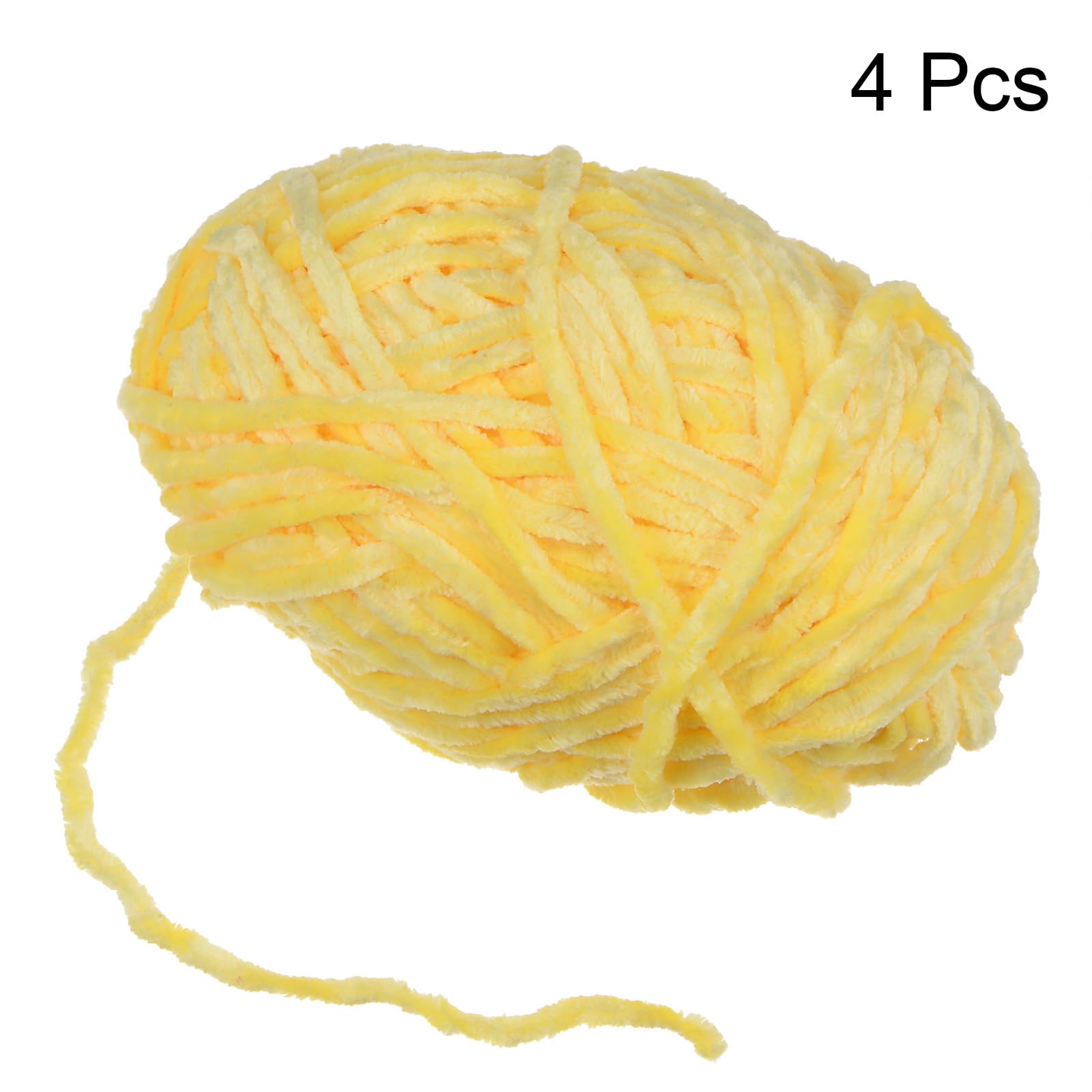 QUARKZMAN 4pz Filato di Velluto Morbido Filato di Chenille 4x100g/14.1oz (347iarde) Filato Soffice e Caldo per Maglia Uncinetto Tessitura Coperte Borse Sciarpe Guanti, Giallo Chiaro