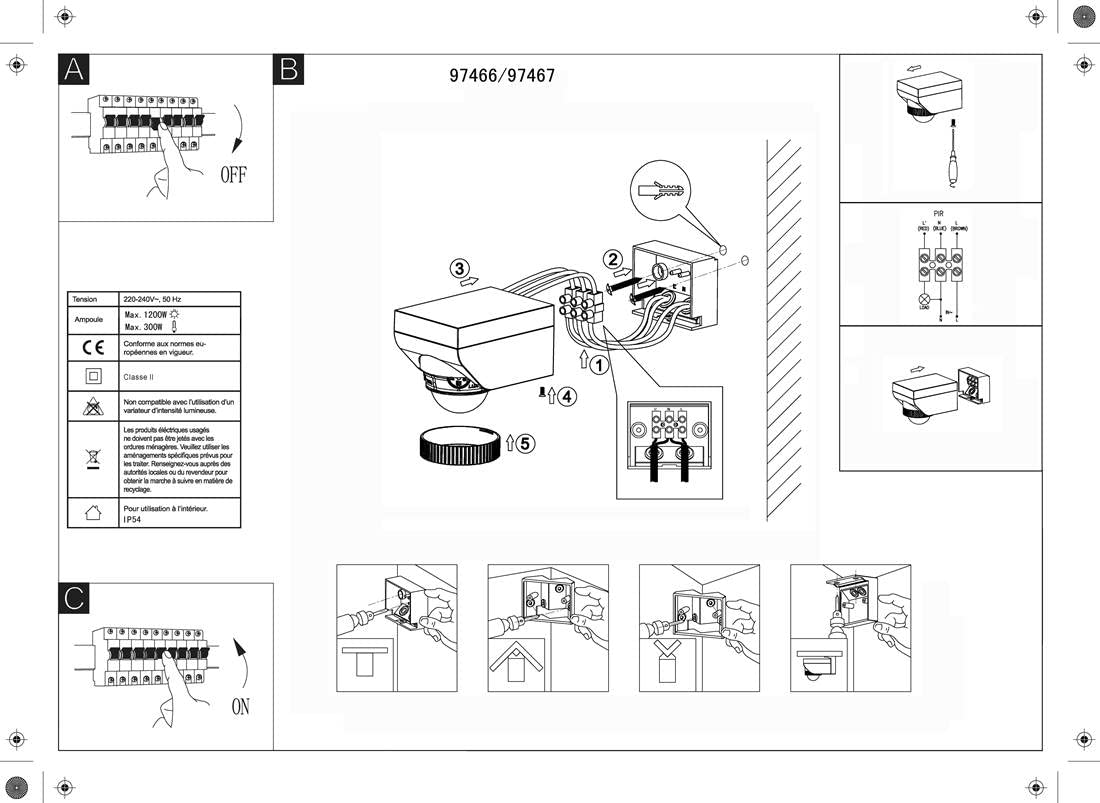 EGLO 97467 DETECT ME 4 Motion Sensor and Day Night Sensor in Black, 70 x 55 mm - Image 4