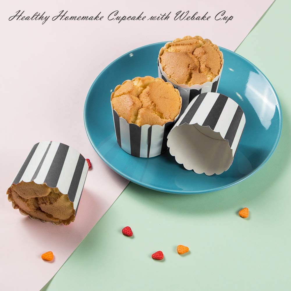 Webake Papierowe foremki do muffinek, 50 sztuk, białe i czarne, do muffinek Bronnie Cupcake