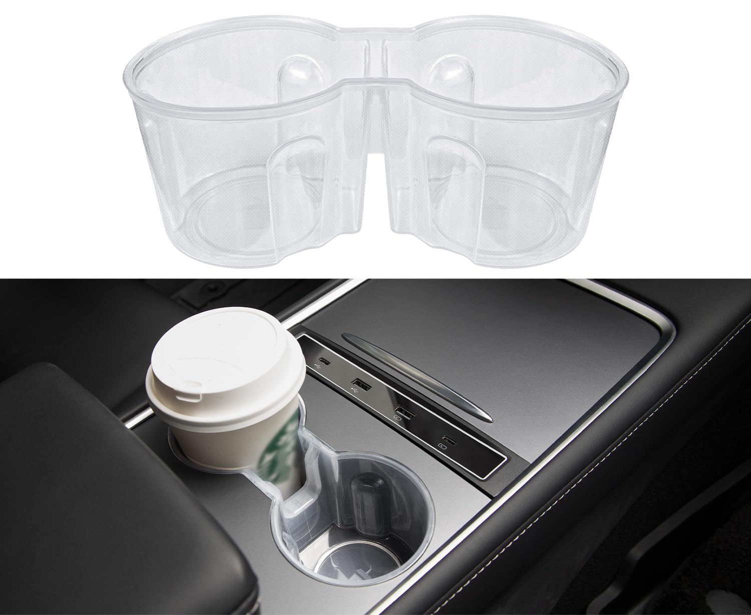 SOULWIT Center Console Cup Holder Insert for Tesla Model 3/Model3(2017-2023) and Model Y(2019-2025), Durable Waterproof Protective TPU Case Mat Cover