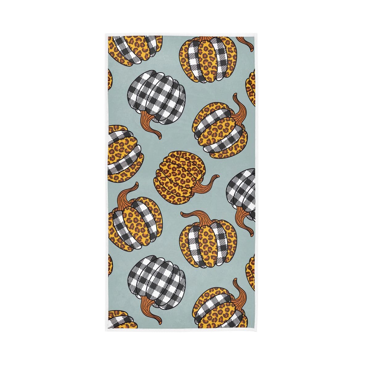 HUYGD Leopard Plaid Pumpkin Farmhouse Hand Towels Soft Washcloths Spa Towels 15 x 30 Inch