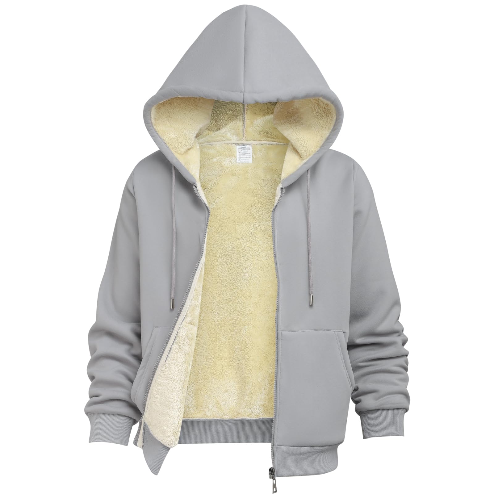 Womens Sherpa Lined Full Zip Hoodie-Ultra Warm Winter Sweatshirt Jacket Thick Fleece Drawstring Hood for Daily Wear