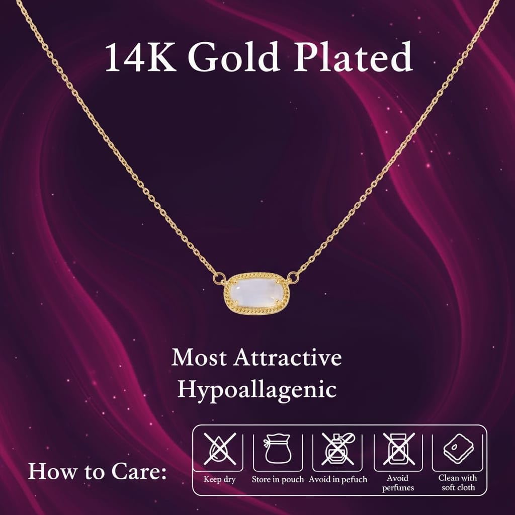 Gold Plated Necklace for Women with Pink Pendant | Dainty Chain Necklace for Teen Girls & Women | Fashion Jewelry Gift - Image 7