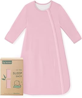 Yoofoss Rayon Made from Bamboo Baby Sleep Sack 6-12 Months 0.5 Tog Long Sleeve Baby Wearable Blanket, Super Soft Infant Toddler Sleeping Sack 2-Way Zipper,Pink