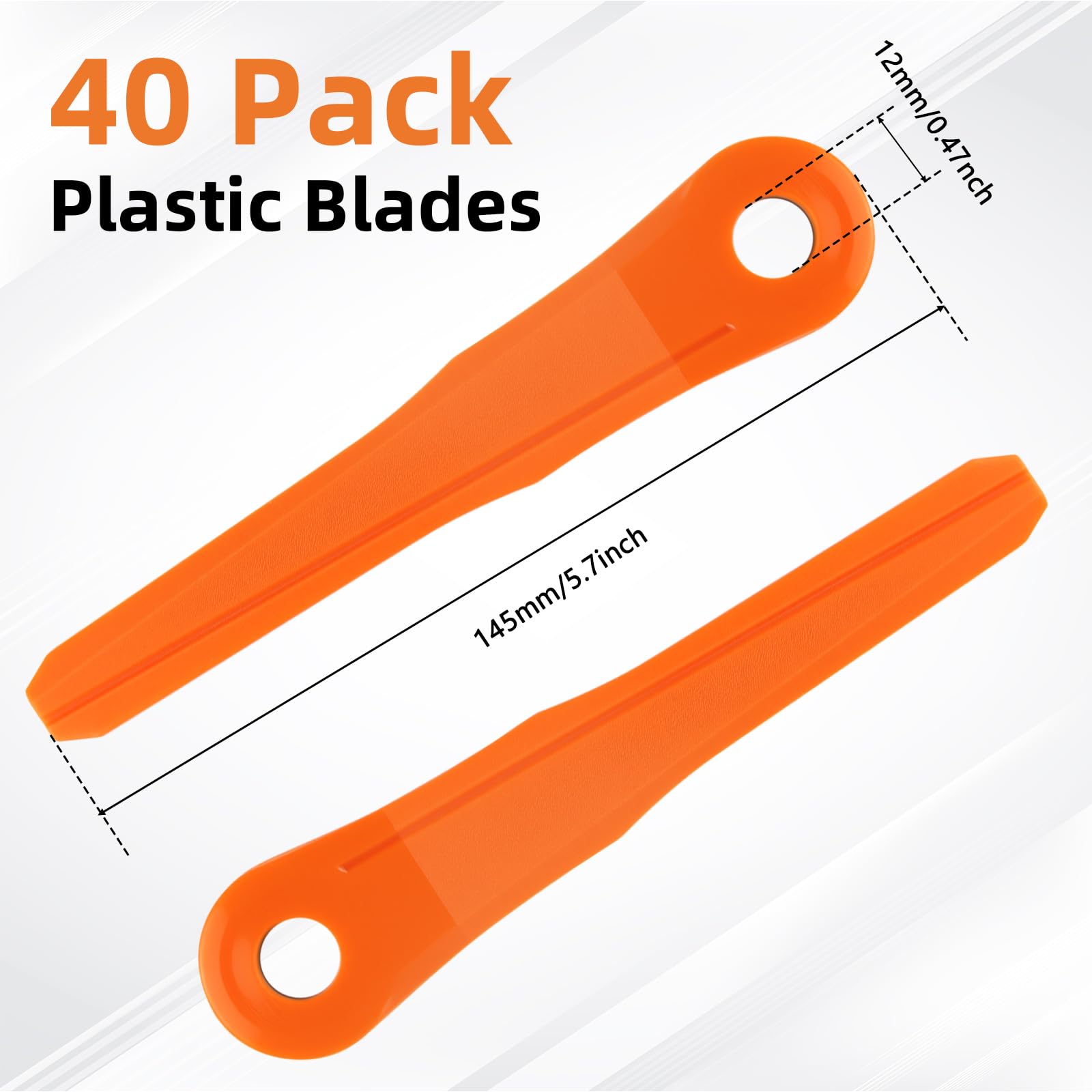 Paquete de 40 cuchillas de plástico 4002 007 1000 para Stihl PolyCut 6-2, 6-3, 7-3, 28-2, 48-2, 27-3, 47-3, cuchillas de repuesto para cabezal Stihl PolyCut