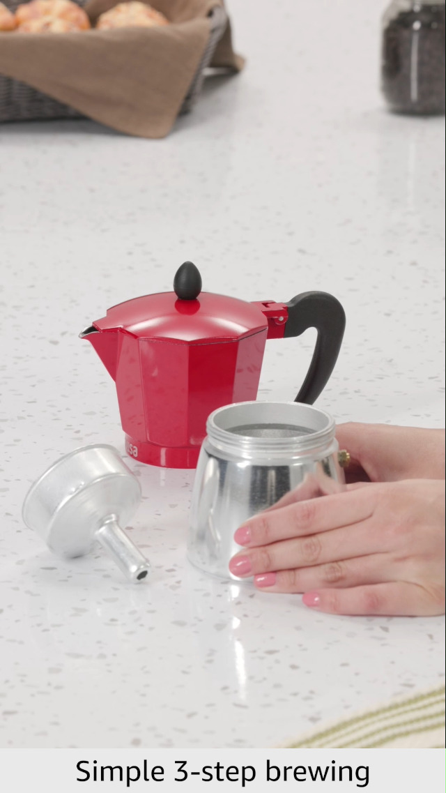 Amazon.com: Imusa USA Red Aluminum Stovetop 6-cup Classic Italian