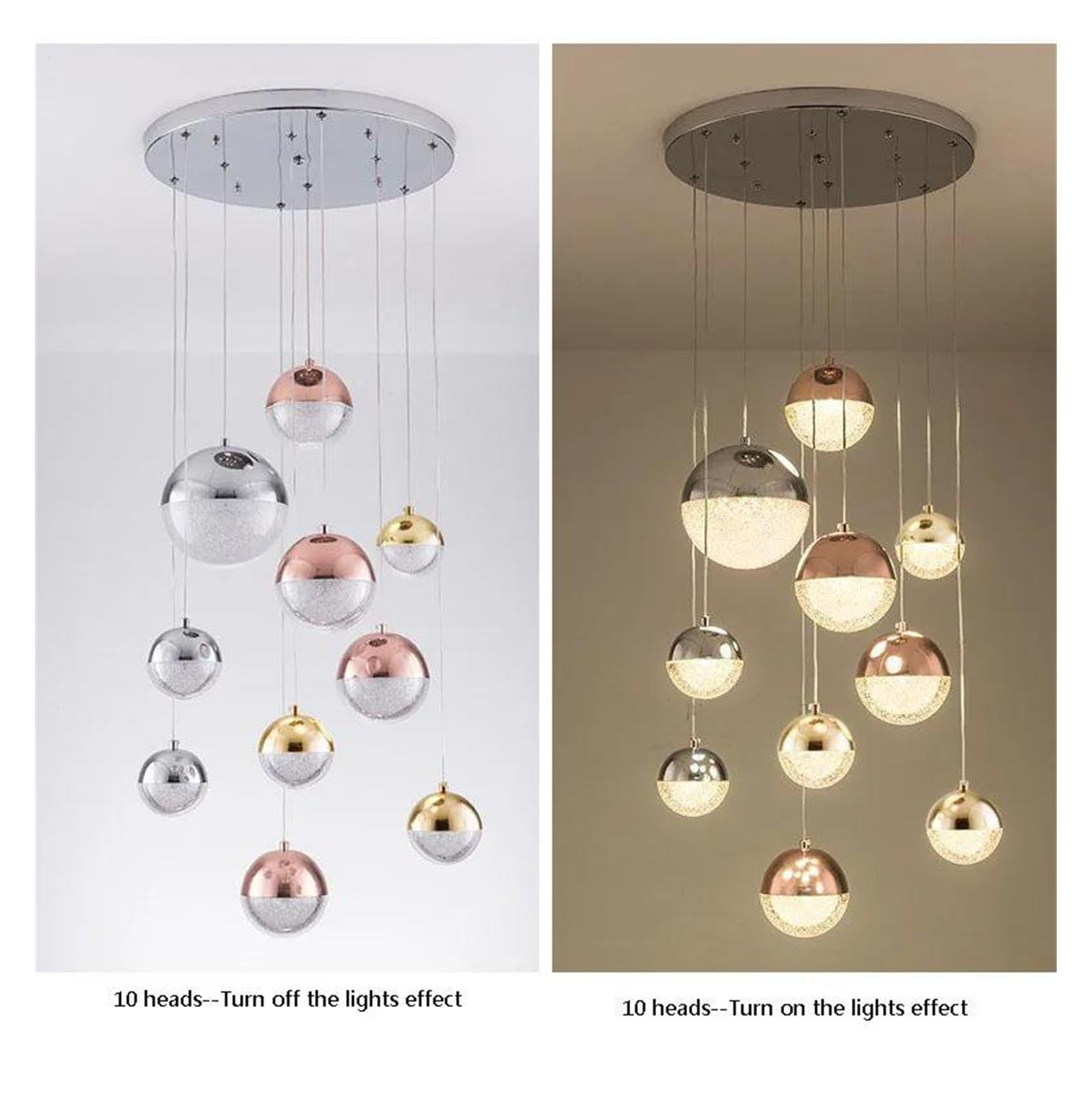 Genérico Lámparas de araña, Lámpara de araña larga for escalera, lámpara vestíbulo hotel, luz LED moderna, iluminación decorativa lujo, luces colgantes for edificios dúplex y villas(10 heads)