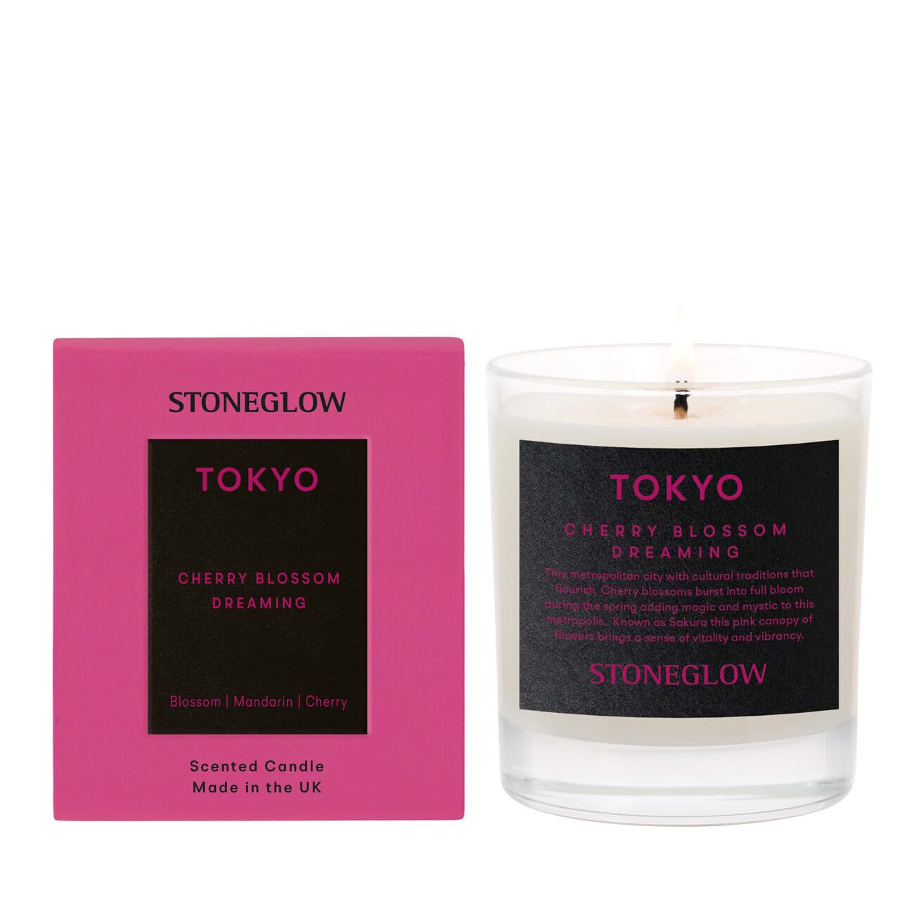 Stoneglow Pink / Black The Explorer Collection - Tokyo 200 Grams Scented Candle - Blossom, Mandarin, Cherry (Pink)