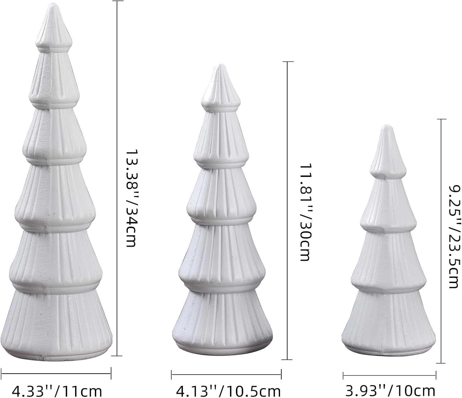 Wooden Christmas Tree, Set of 3 Tabletop Tree Figurine Wood Desk Centerpieces Table Tree Decoration Festive Ornament for Accents Xmas Mantel Shelf Home Decor Holiday Party Indoor Outdoor (White)