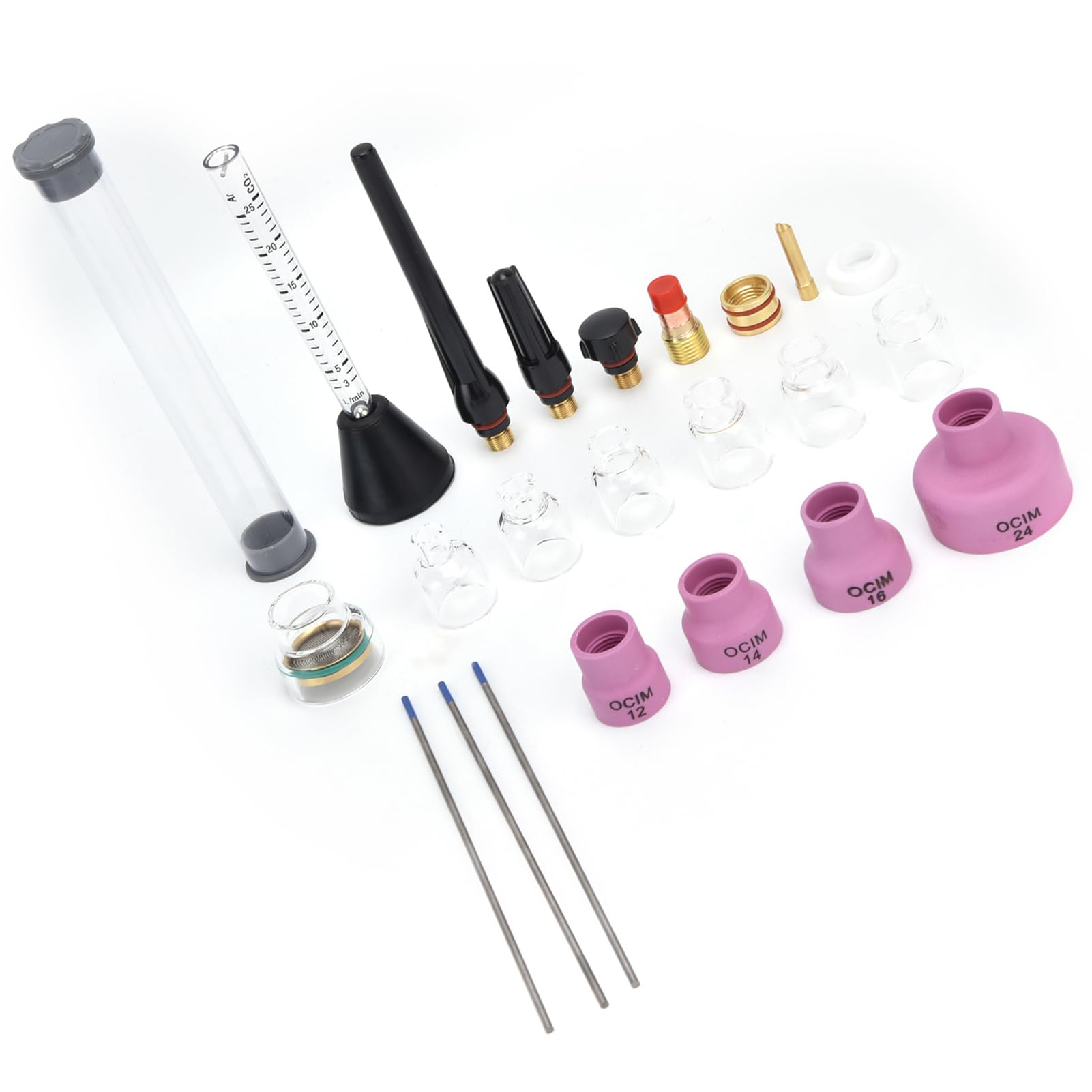 Kit de boquilla de soldadura de de argon Medero de flujo de gas de tungsteno Anillo de sellado de aguja de tungsteno 2.4 mm para WP - 17/18/26