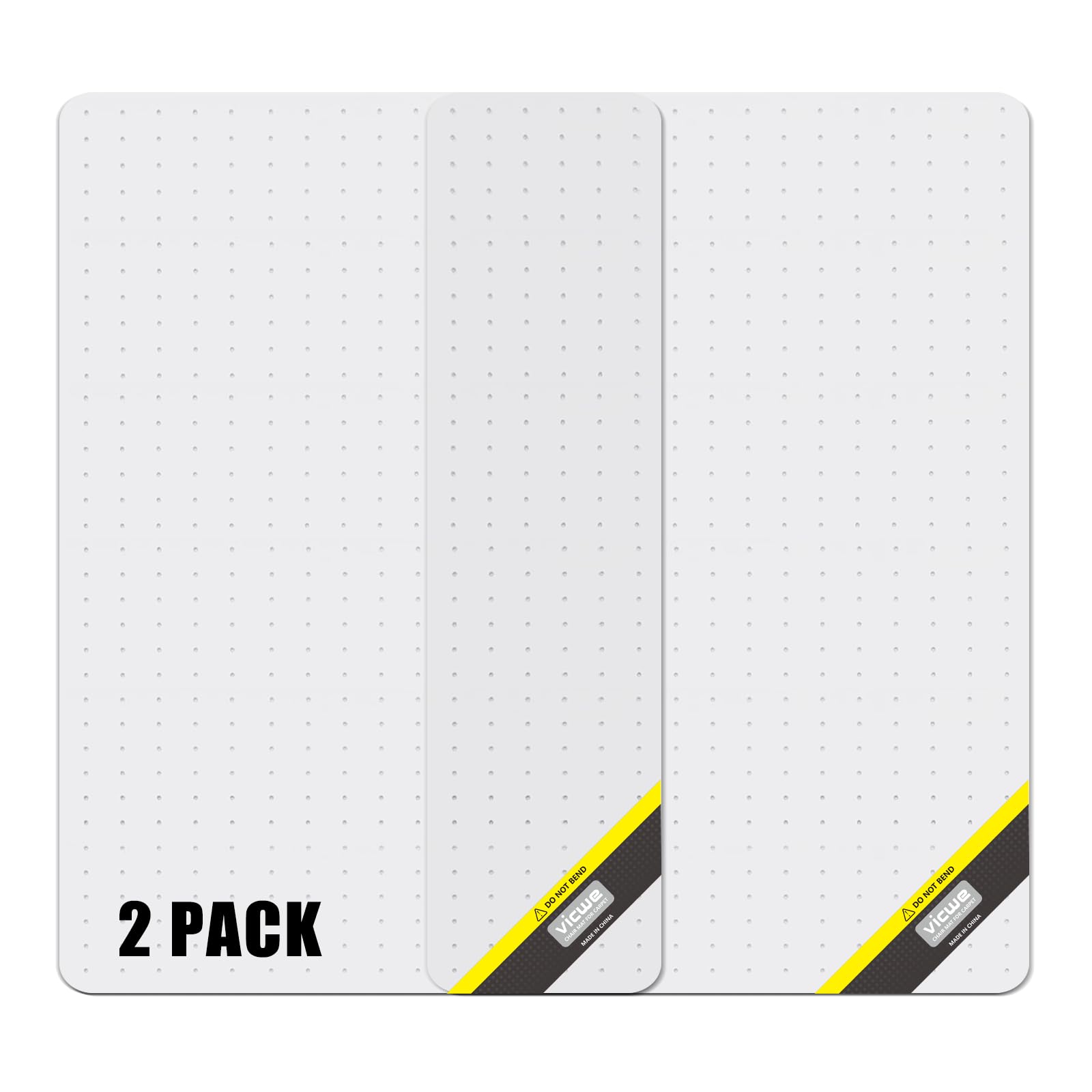Vicwe Office Chair Mat for Carpet, 2 Pack, 32'' x 48'' Computer Desk Chair Mat for Carpeted Floors, Easy Rolling Hard Mat for Office Chair on Carpets, Anti-Slip Carpet Protector Mat Clear, Ship Flat