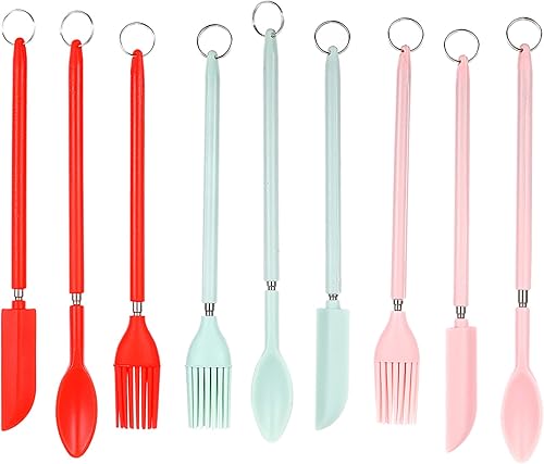 Miniatura 1 de 9 mini espátulas telescópicas de silicona, espátula de maquillaje reutilizable