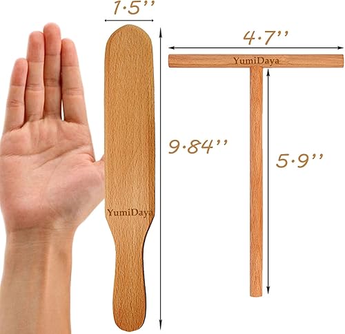 Miniatura 2 de Juego de espátula de crepé y espátula de crepé, tamaños prácticos para adaptarse a cualquier máquina de crepé  Juego de espátulas de crepé de madera