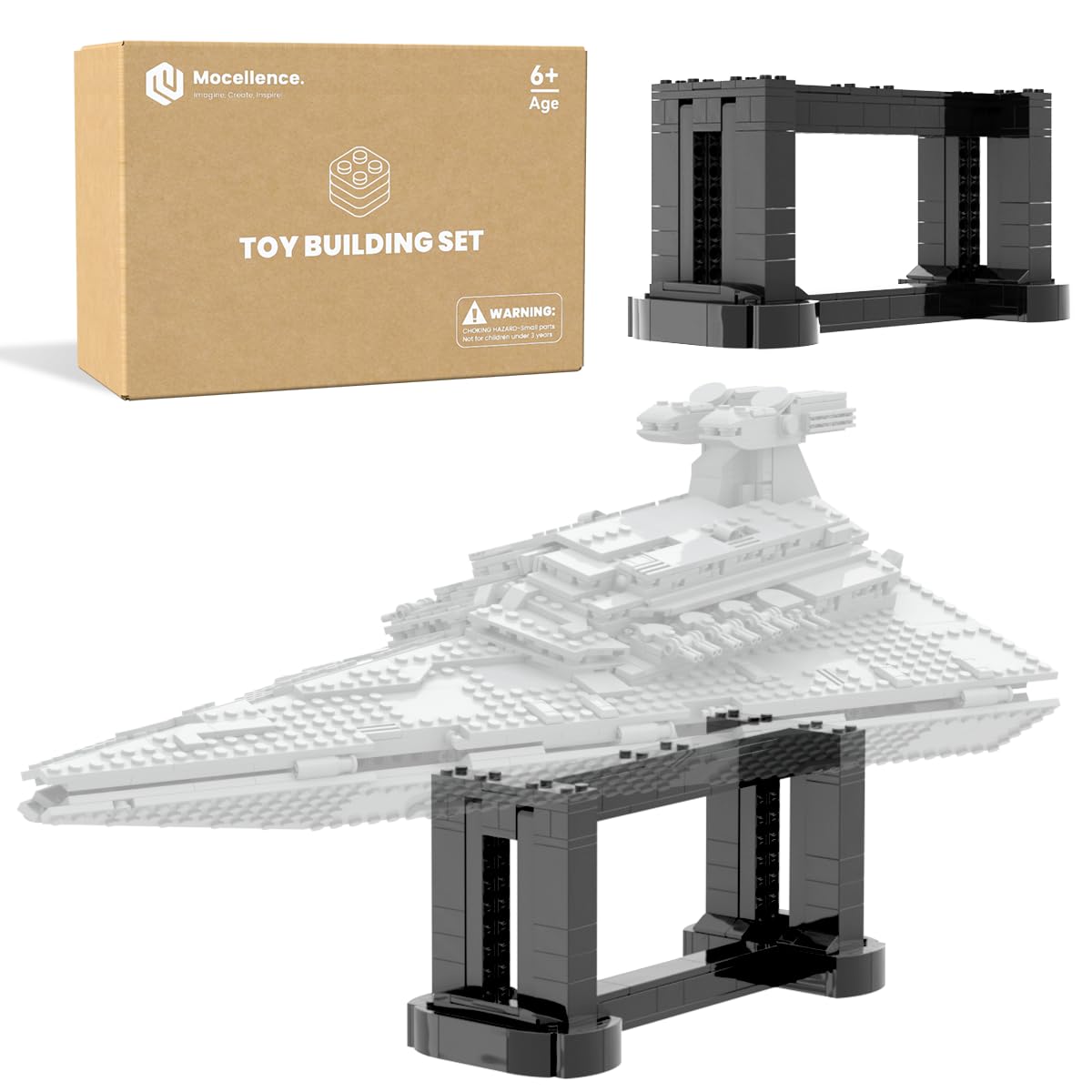 Mocellence Display Stand for Lego Imperial Star Destroyer 75394, Stable Display Bracket Building Block Set with Clear Instruction for Fans, Adult and